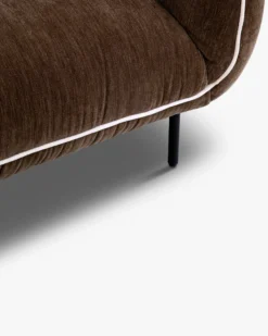 Canapé 3 places, Velours marron chenillé, L200 Fanny