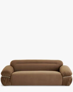 Canapé 3 places, Velours marron taupe, L230 Elea