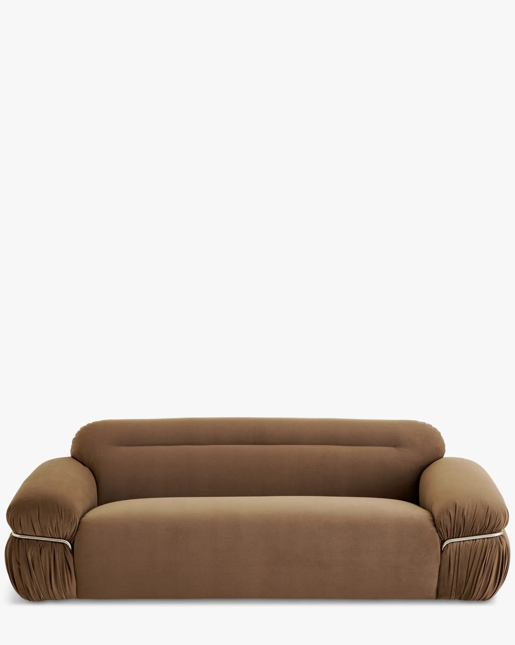 Canapé 3 places, Velours marron taupe, L230 Elea