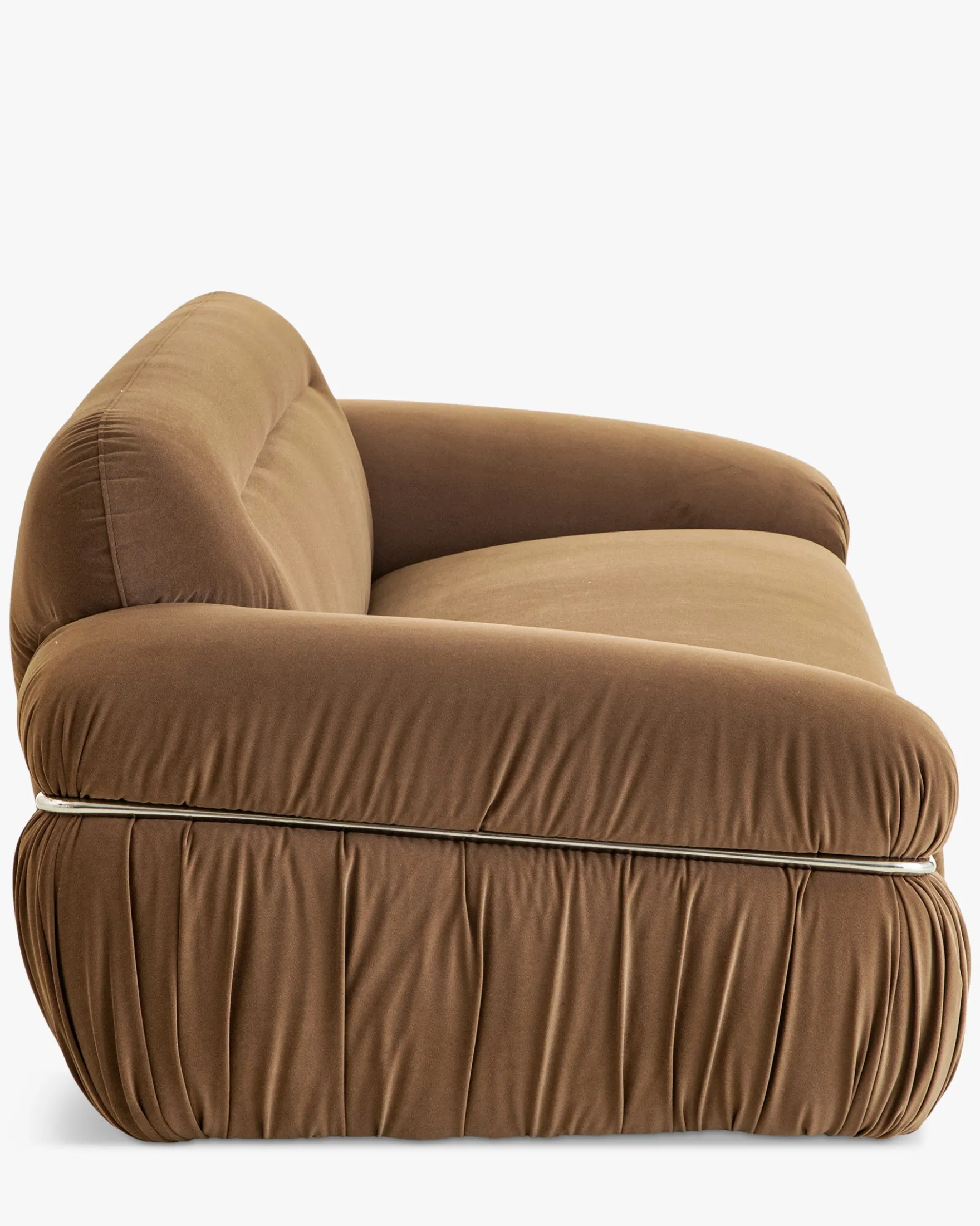 Canapé 3 places, Velours marron taupe, L230 Elea