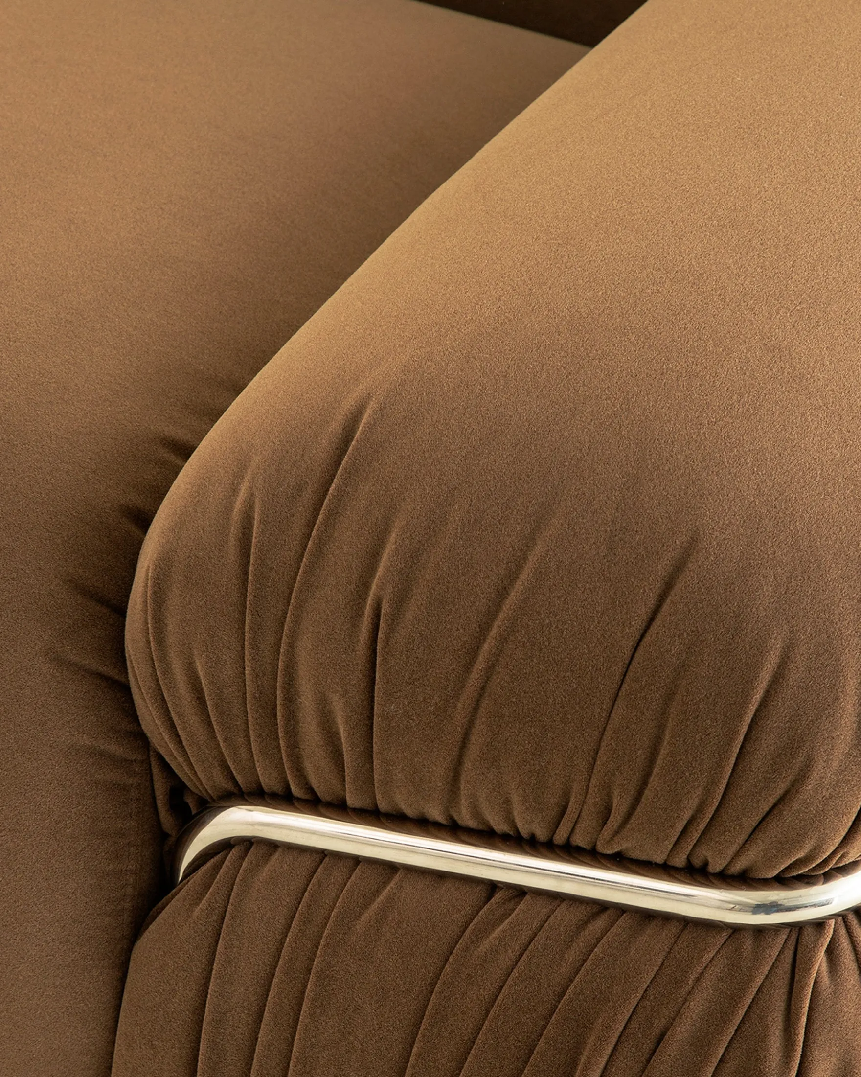 Canapé 3 places, Velours marron taupe, L230 Elea
