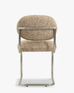 Chaise, Beige macchiato bouclé & métal chromé Amberta