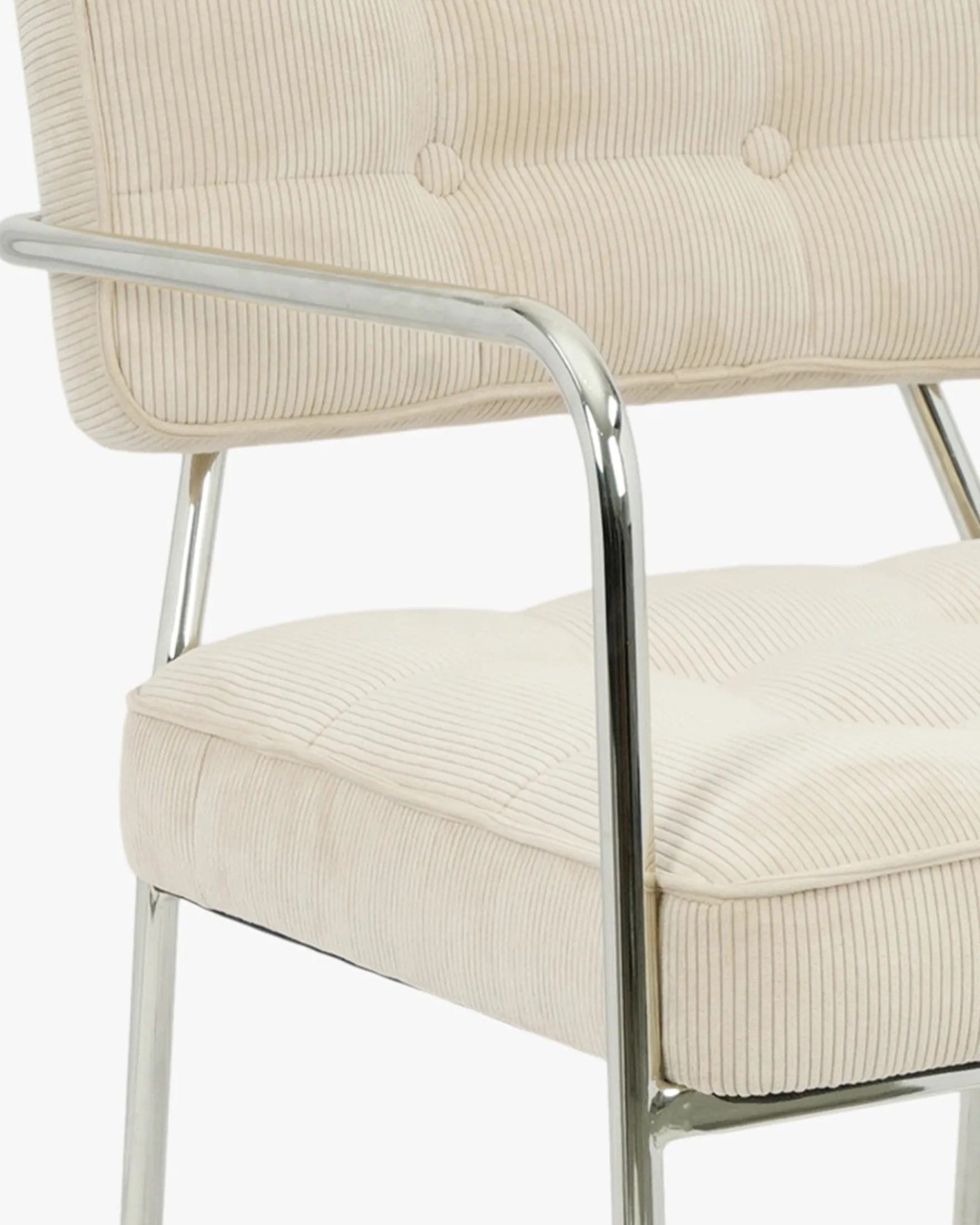 Chaise, Beige pampa & Métal chromé Orea