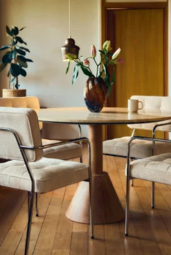 Chaise, Beige pampa & Métal chromé Orea