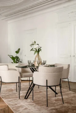 Chaise, Beige sable & métal noir Baron