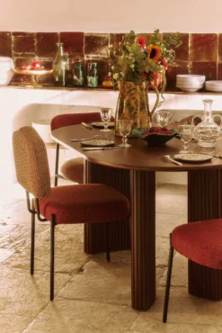 Chaise, Bicolore: tweed orange miami + rouge brique & métal noir Mogan