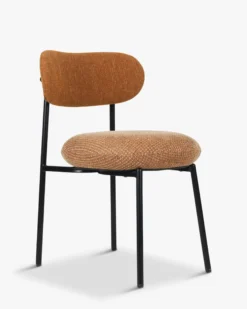 Chaise bicolore, Tweed orange miami, Rouge brique & Métal noir Maia