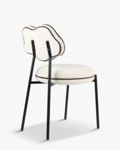 Chaise, Blanc écru texturé & métal noir Arty