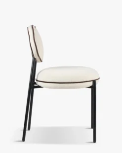 Chaise, Blanc écru texturé & métal noir Arty