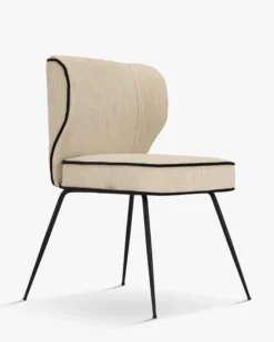 Chaise, Crème vanille & métal noir Wayne