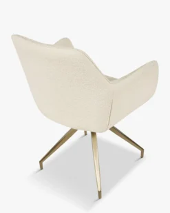 Chaise de bureau, Blanc bouclette & métal doré, 60x86 Kingscross