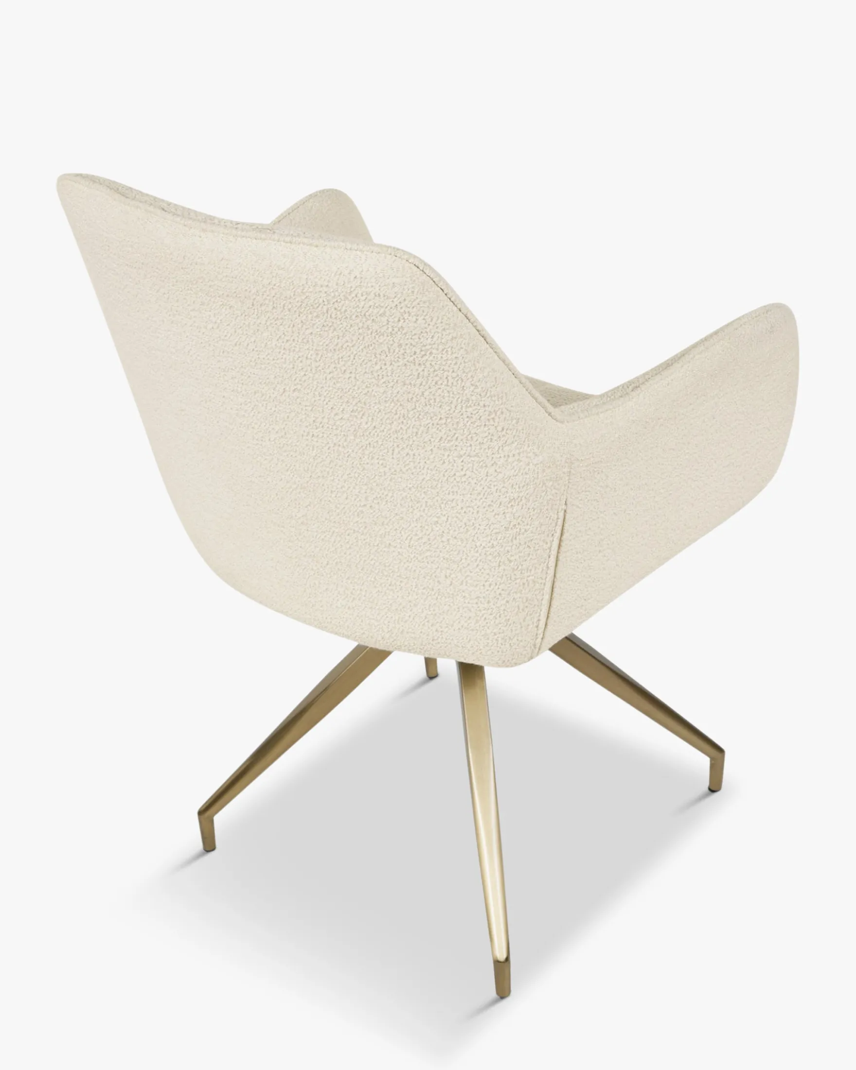 Chaise de bureau, Blanc bouclette & métal doré, 60x86 Kingscross