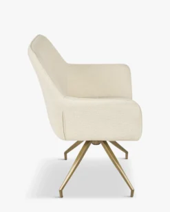 Chaise de bureau, Blanc bouclette & métal doré, 60x86 Kingscross