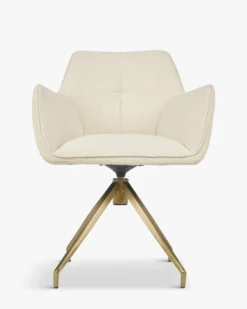 Chaise de bureau, Blanc bouclette & métal doré, 60x86 Kingscross