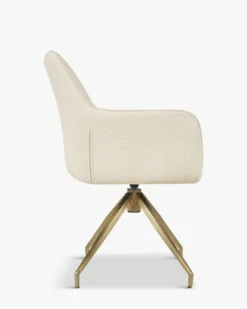 Chaise de bureau, Blanc bouclette & métal doré, 60x86 Kingscross