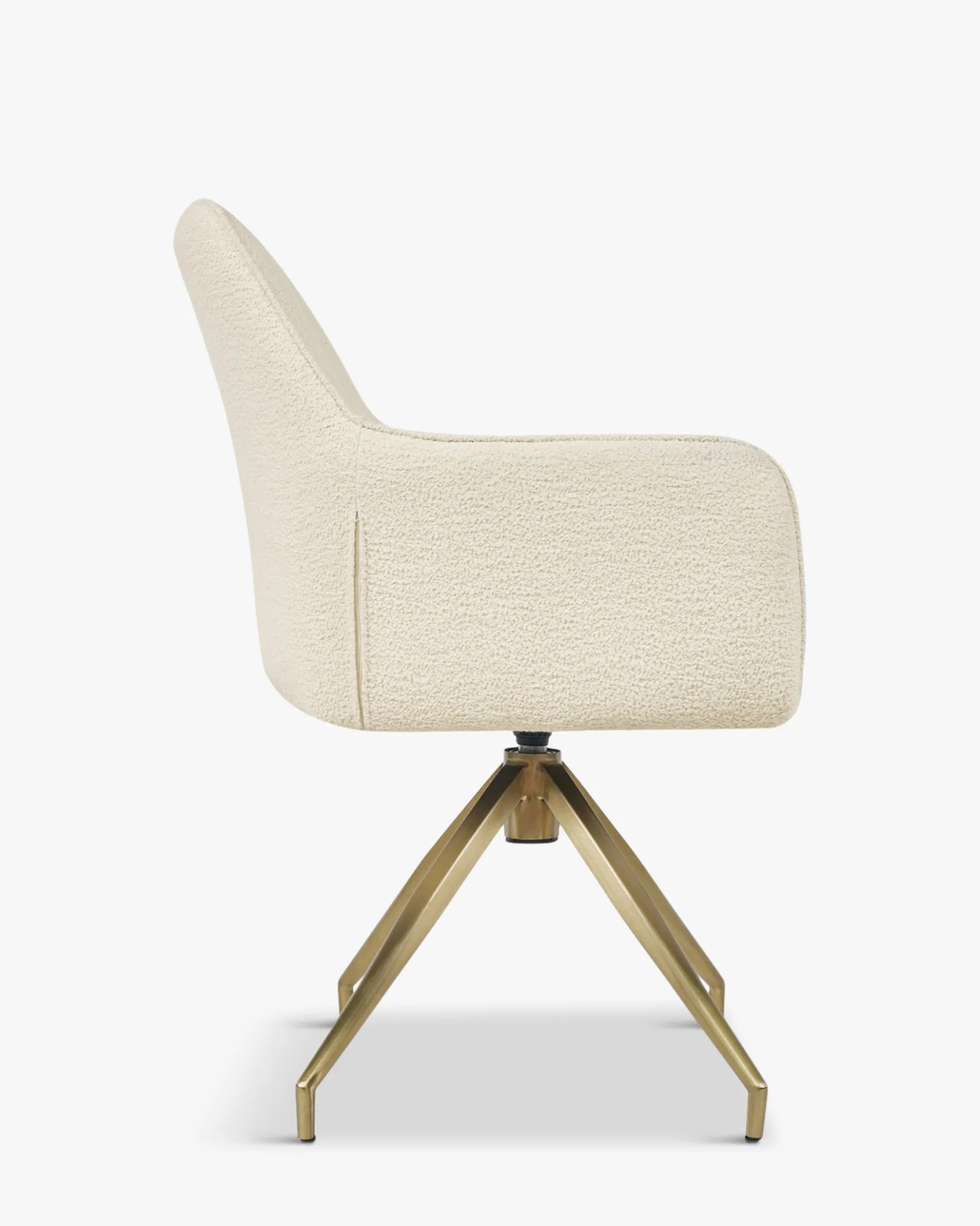 Chaise de bureau, Blanc bouclette & métal doré, 60x86 Kingscross
