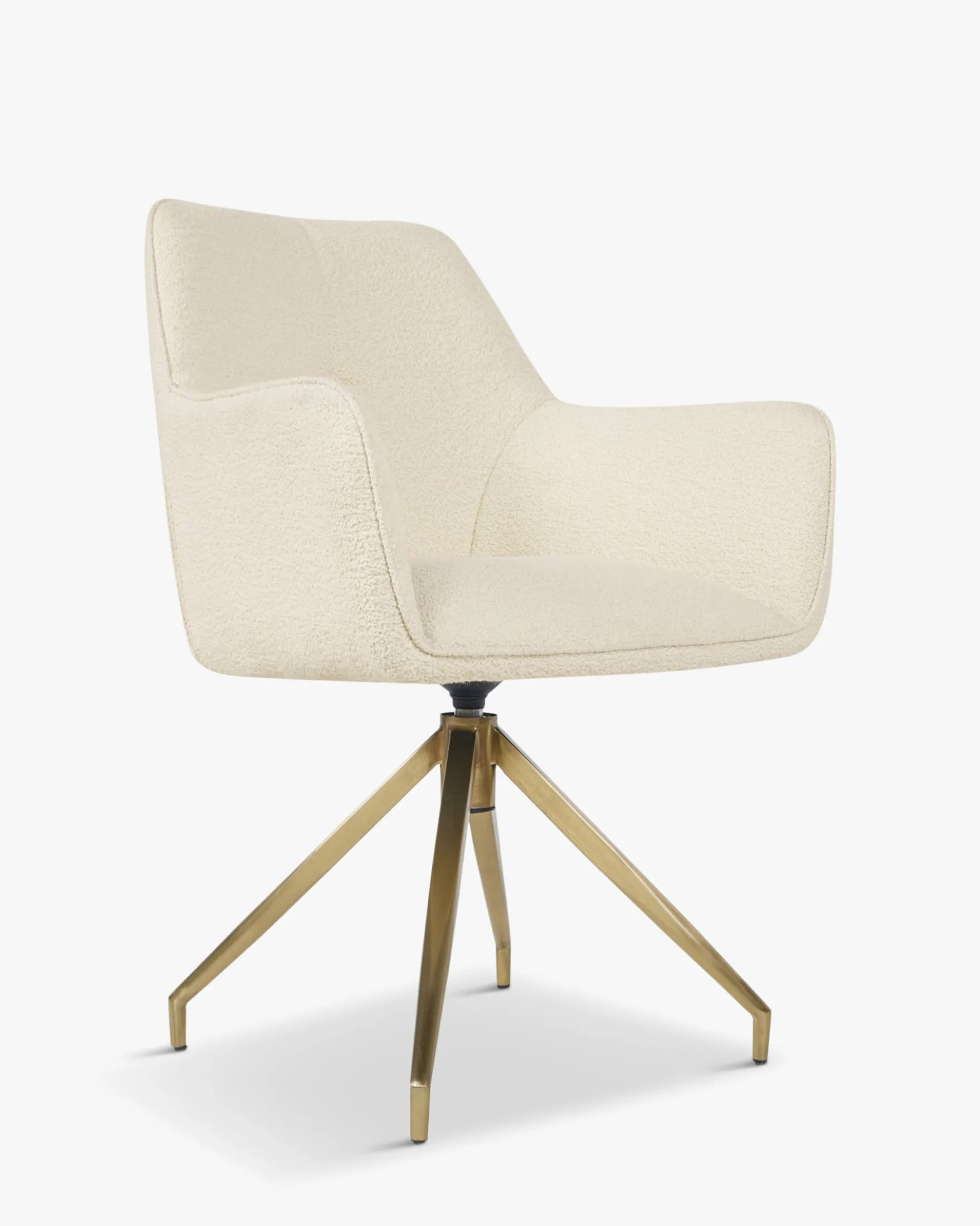 Chaise de bureau, Blanc bouclette & métal doré, 60x86 Kingscross