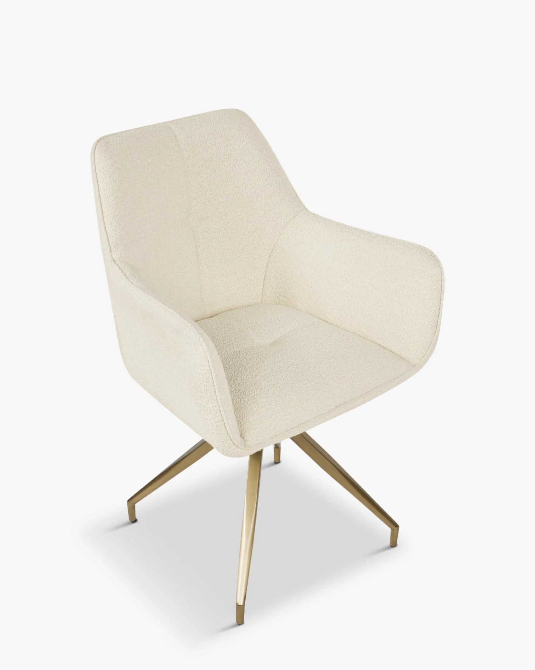 Chaise de bureau, Blanc bouclette & métal doré, 60x86 Kingscross