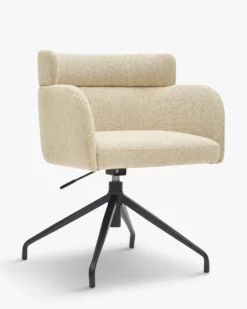 Chaise de bureau rotative, Beige sable & métal noir Baron