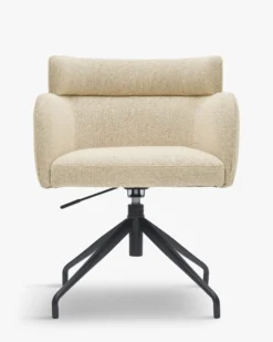 Chaise de bureau rotative, Beige sable & métal noir Baron