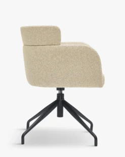 Chaise de bureau rotative, Beige sable & métal noir Baron