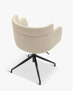 Chaise de bureau rotative, Blanc bouclette & métal noir Baron