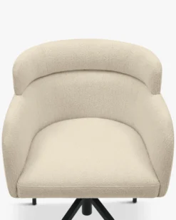 Chaise de bureau rotative, Blanc bouclette & métal noir Baron