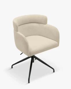 Chaise de bureau rotative, Blanc bouclette & métal noir Baron
