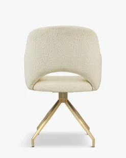 Chaise de bureau rotative, Blanc bouclette anti-tâches & métal doré Luthor