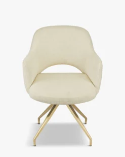 Chaise de bureau rotative, Blanc bouclette anti-tâches & métal doré Luthor