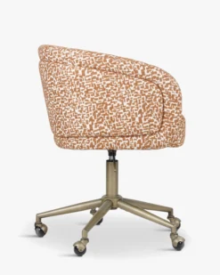 Chaise de bureau rotative, Marron pixel & laiton Volta