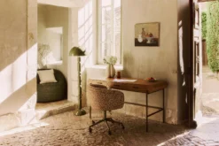 Chaise de bureau rotative, Marron pixel & laiton Volta