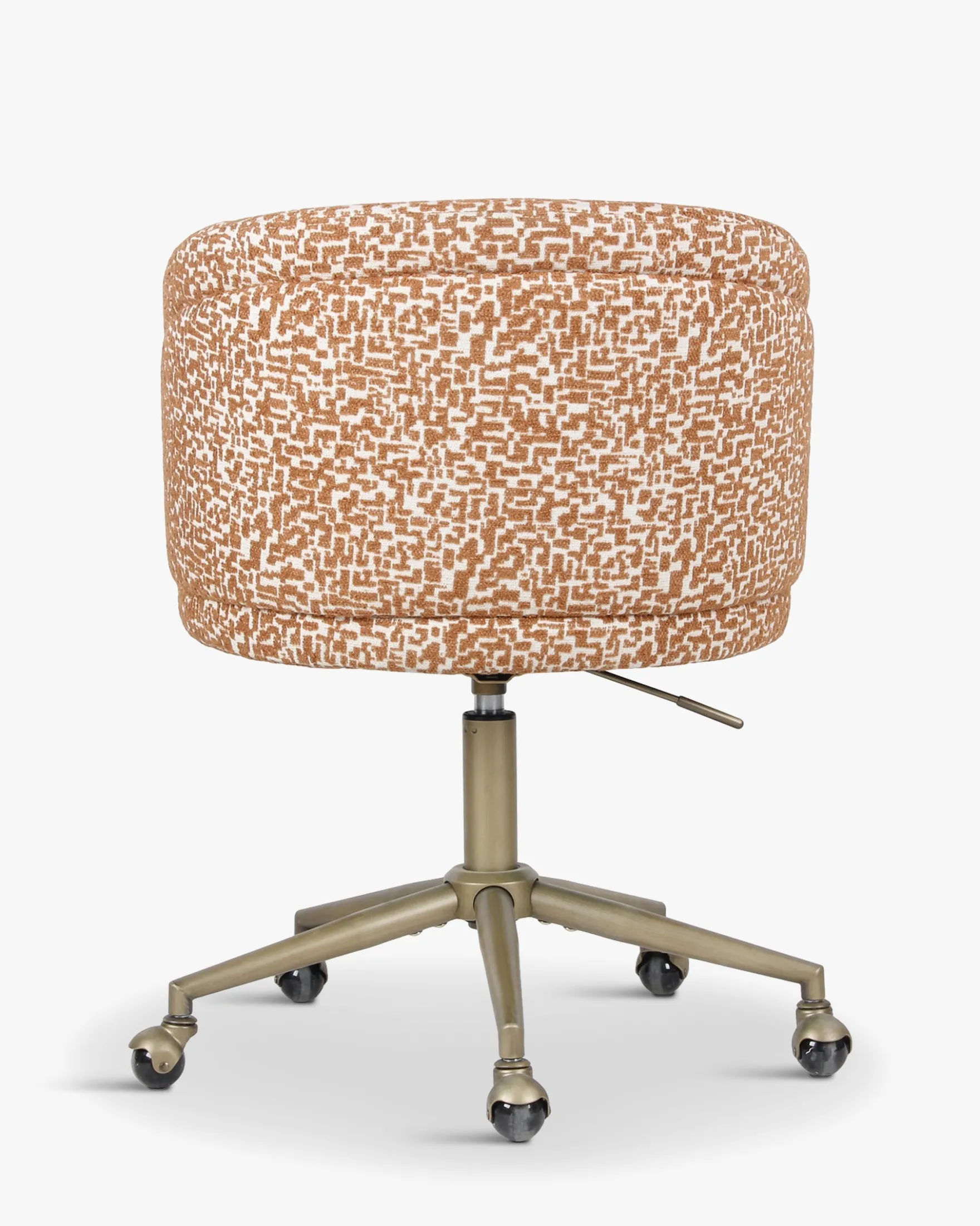 Chaise de bureau rotative, Marron pixel & laiton Volta
