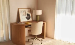 Chaise de bureau rotative, Tweed beige miami & laiton brossé Aero