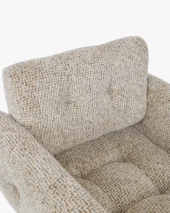 Chaise de bureau rotative, Tweed moucheté marron & métal doré Valeria