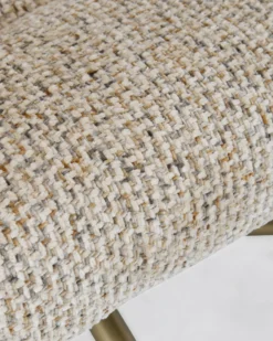 Chaise de bureau rotative, Tweed moucheté marron & métal doré Valeria