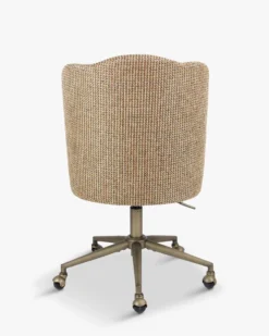 Chaise de bureau rotative, Tweed jaune miami & métal laiton Aero