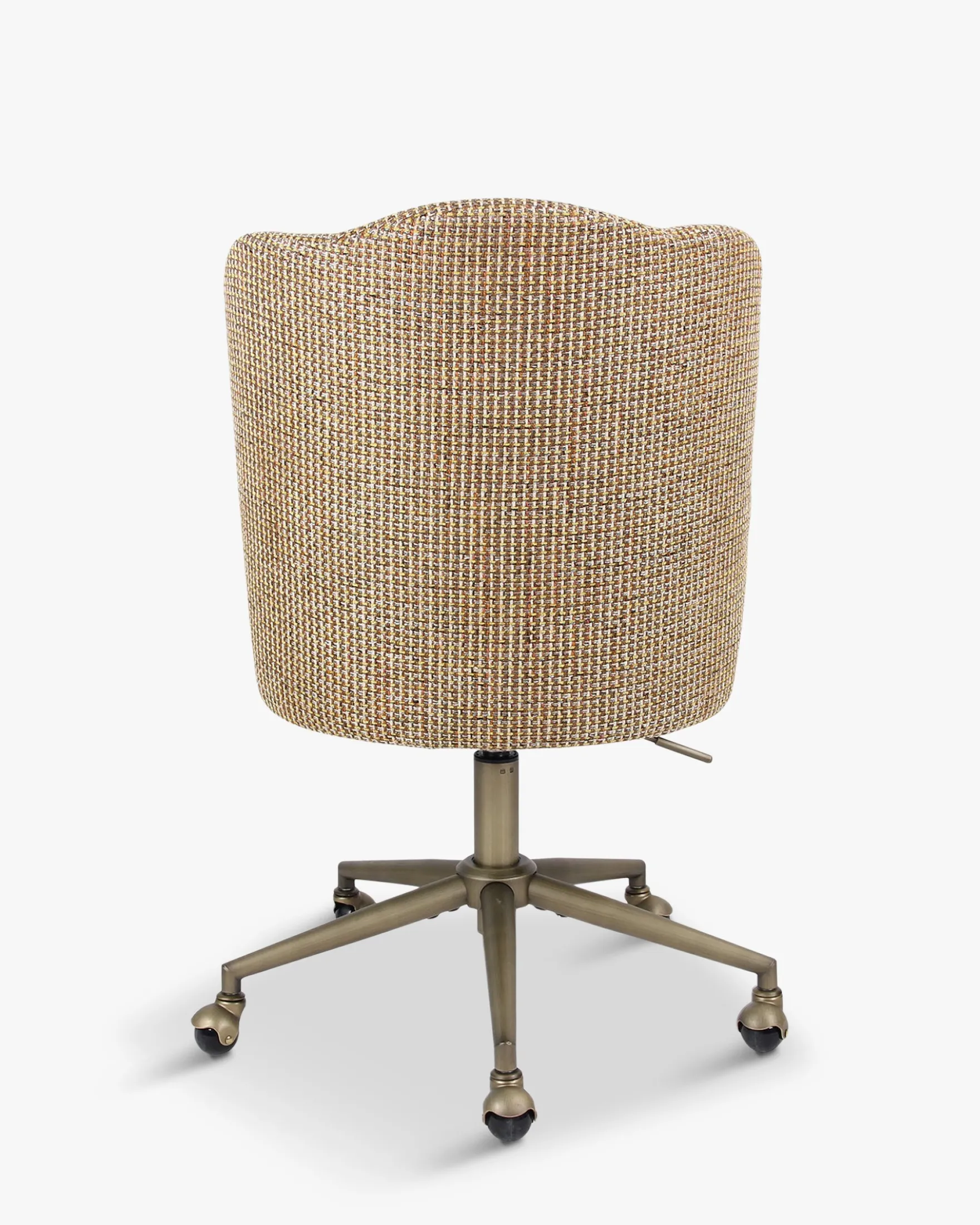 Chaise de bureau rotative, Tweed jaune miami & métal laiton Aero