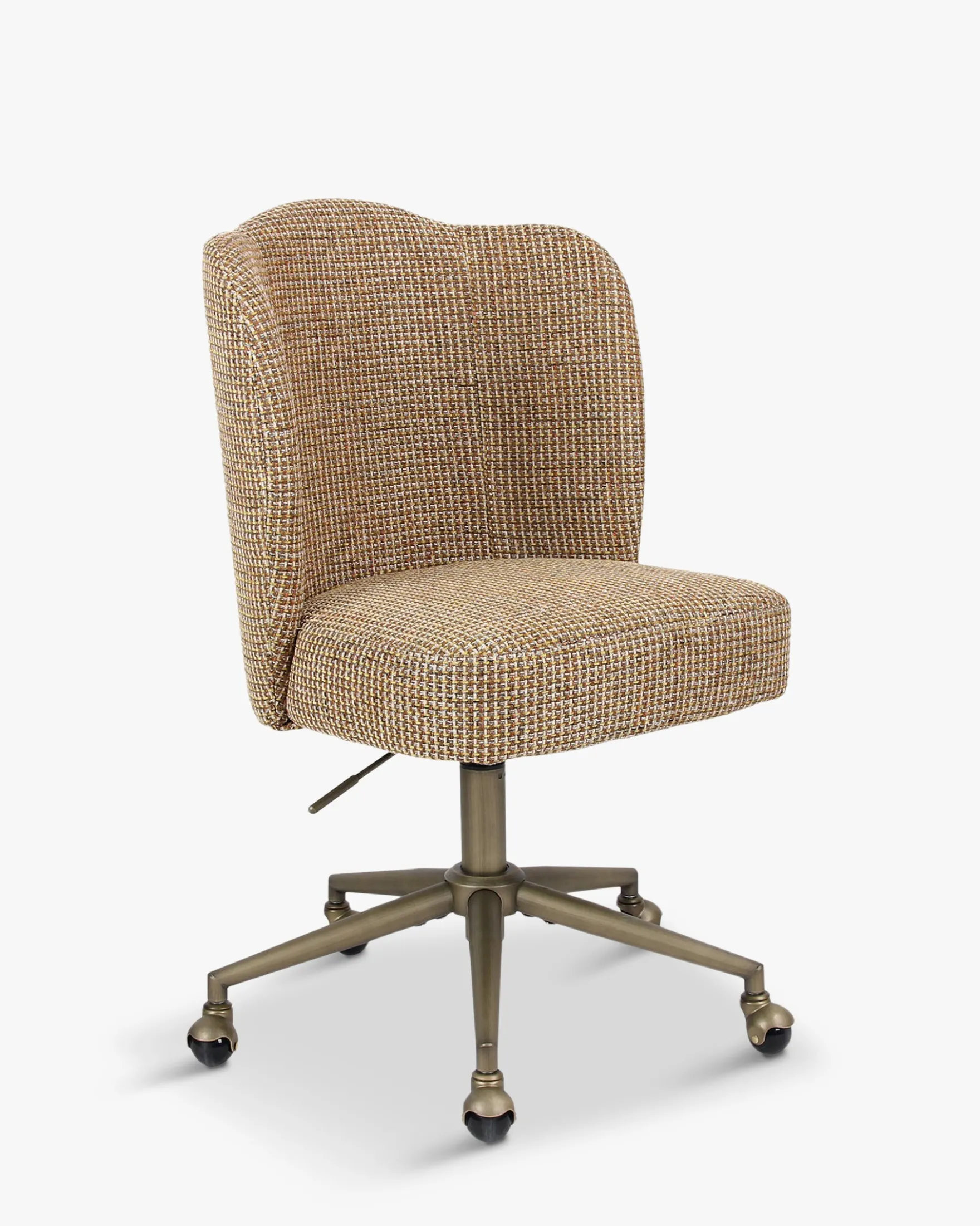 Chaise de bureau rotative, Tweed jaune miami & métal laiton Aero