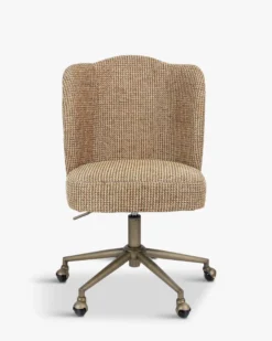 Chaise de bureau rotative, Tweed jaune miami & métal laiton Aero