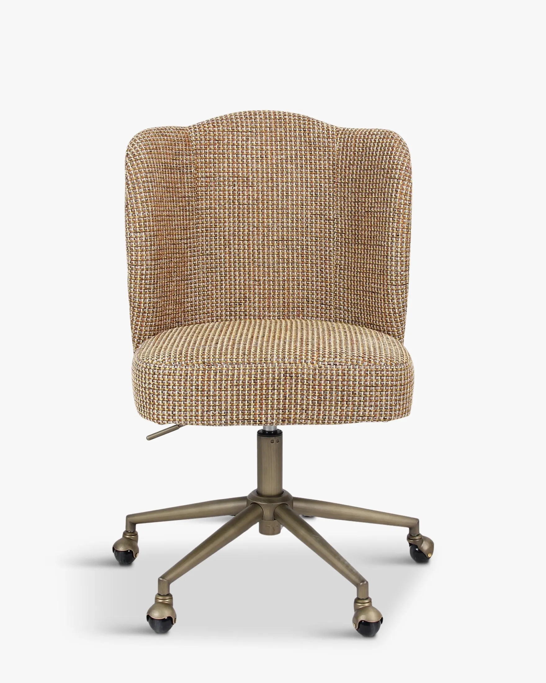 Chaise de bureau rotative, Tweed jaune miami & métal laiton Aero