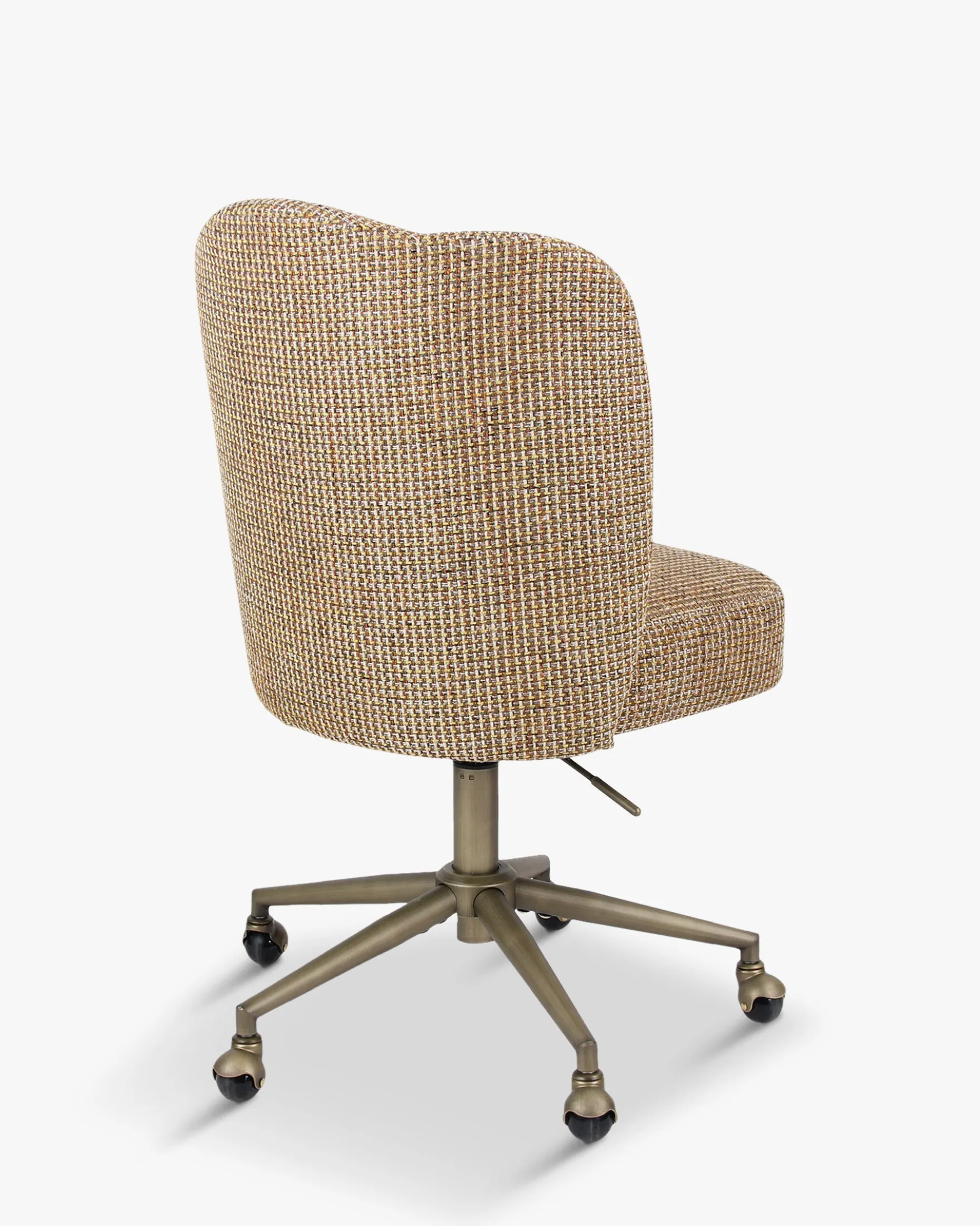 Chaise de bureau rotative, Tweed jaune miami & métal laiton Aero
