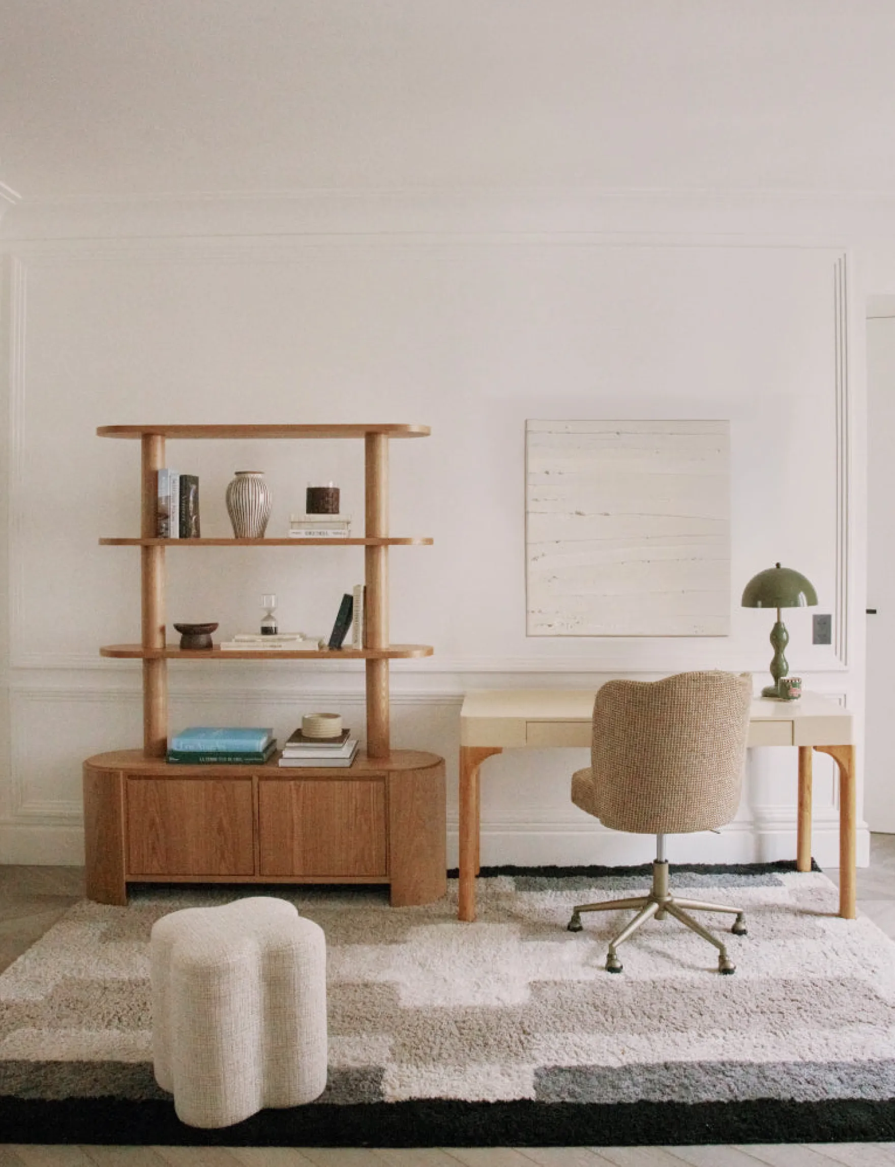 Chaise de bureau rotative, Tweed jaune miami & métal laiton Aero