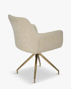 Chaise de bureau rotative, Tweed sable & métal doré, 60x86 Kingscross