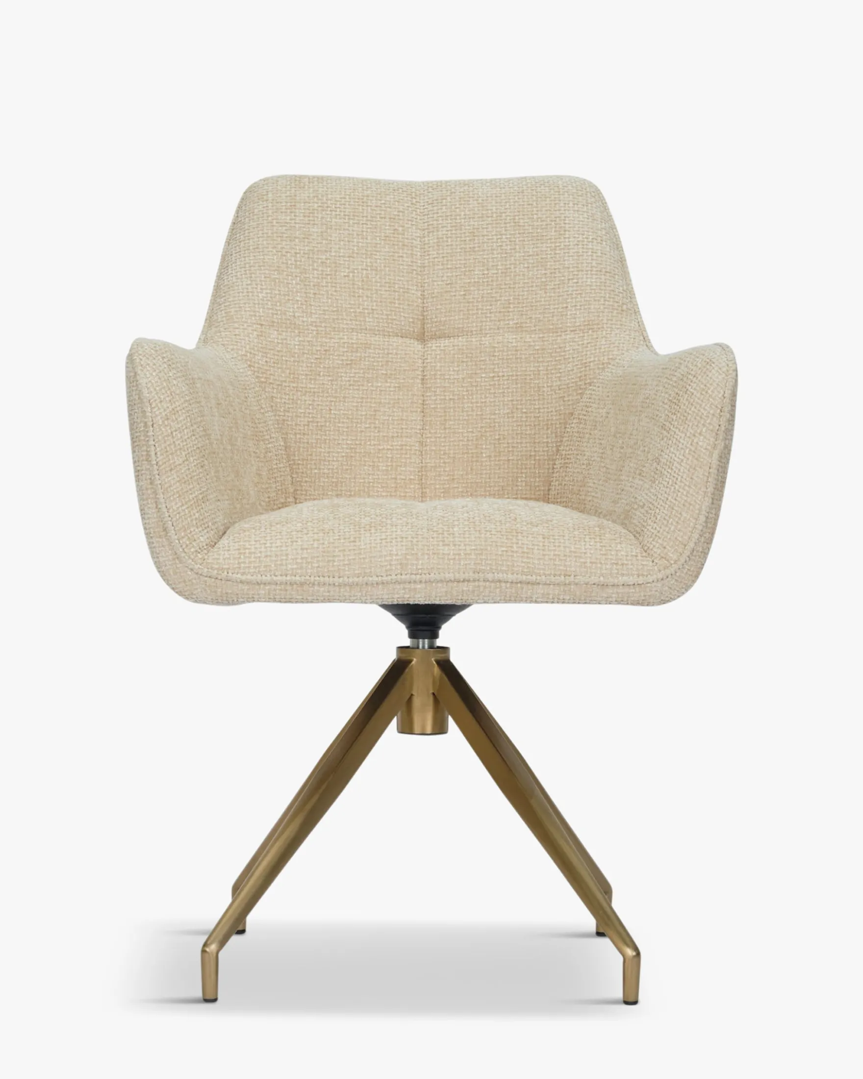 Chaise de bureau rotative, Tweed sable & métal doré, 60x86 Kingscross