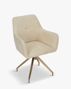Chaise de bureau rotative, Tweed sable & métal doré, 60x86 Kingscross