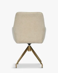 Chaise de bureau rotative, Tweed sable & métal doré, 60x86 Kingscross