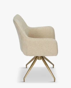 Chaise de bureau rotative, Tweed sable & métal doré, 60x86 Kingscross