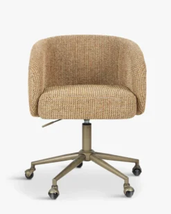 Chaise de bureau rotative, Tweed jaune miami & laiton Volta