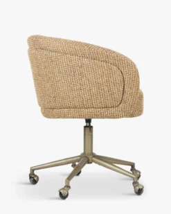 Chaise de bureau rotative, Tweed jaune miami & laiton Volta
